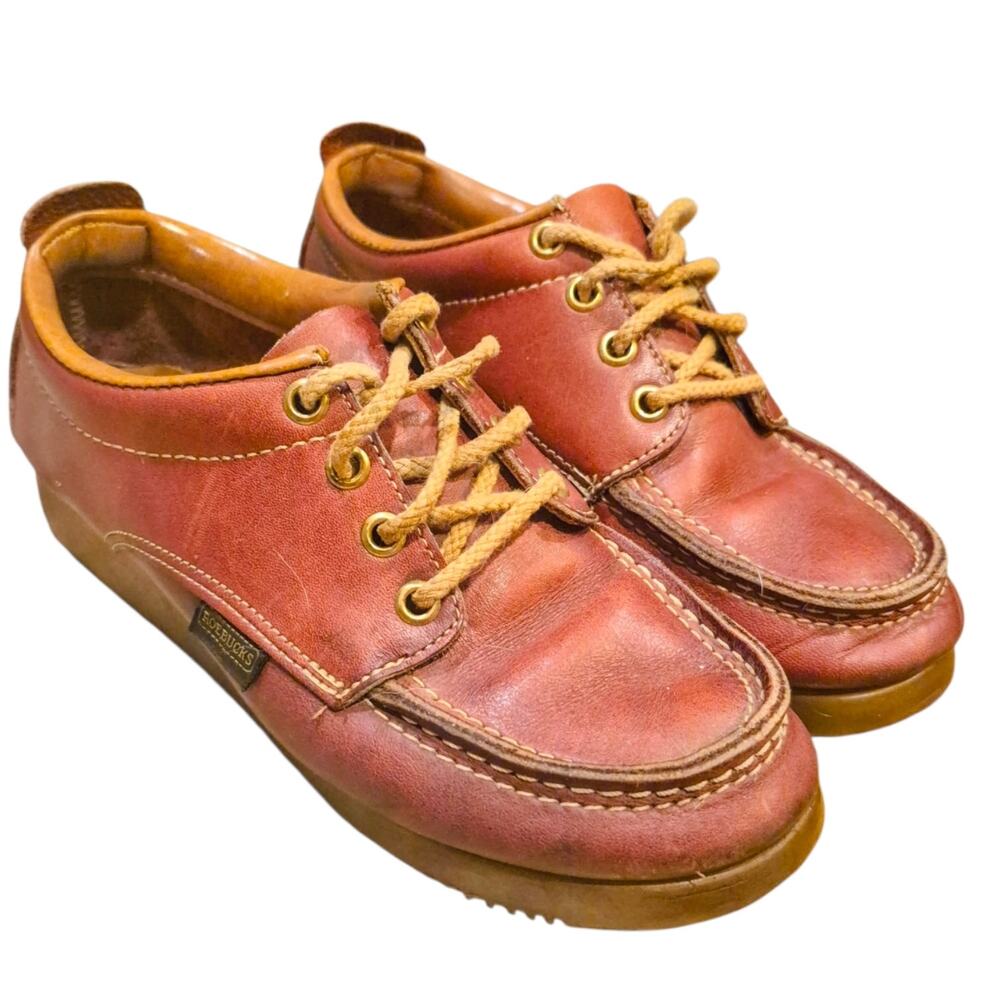 Vintage Roebucks Sears Women's Leather Camp Moc Boat Shoes Size 7 USA